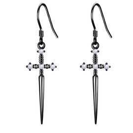 Sword Earrings 925 Sterling Silver Gothic Dangle Drop Earrings Goth Jewelry Gift