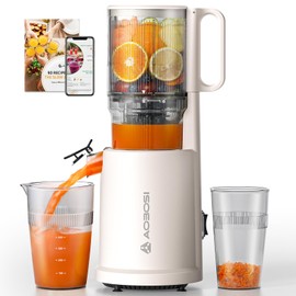 Slow Cold Press Juicer Machine: Electric Masticating Juicer Extractor Easy Clean - 5.4" Extra Large Feed Chute Fit Whole Fruits & Vegetables - Cold Pressed Slow Blender Juicer