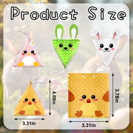 Hying 16 Pieces Easter Treat Boxes, Easter Bunny Gift Bags Rabbit Chick Paper Bags Cartoon Candy Goodie Gift Bags for Classroom Easter Party Supplies