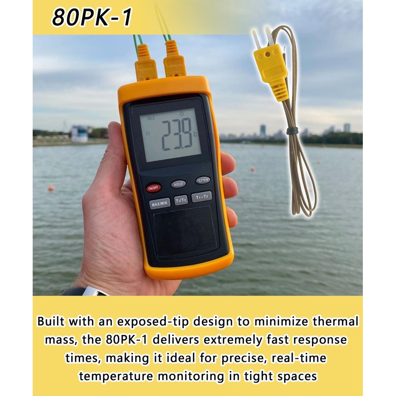 GIBACAD 80PK-1 K-Type Temperature Bead Probe Compatible with Fluke Multimeter,-40