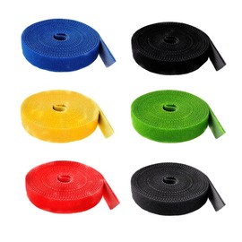 HUAZIZ 6 Rolls Velcro Cable Ties Reusable Multicoloured Velcro Nylon Fastening Tape Wire Organiser, Self-Gripping Cable Rope Holder, Cuttable 2 m x 15 mm (6 Rolls Total 12 m)