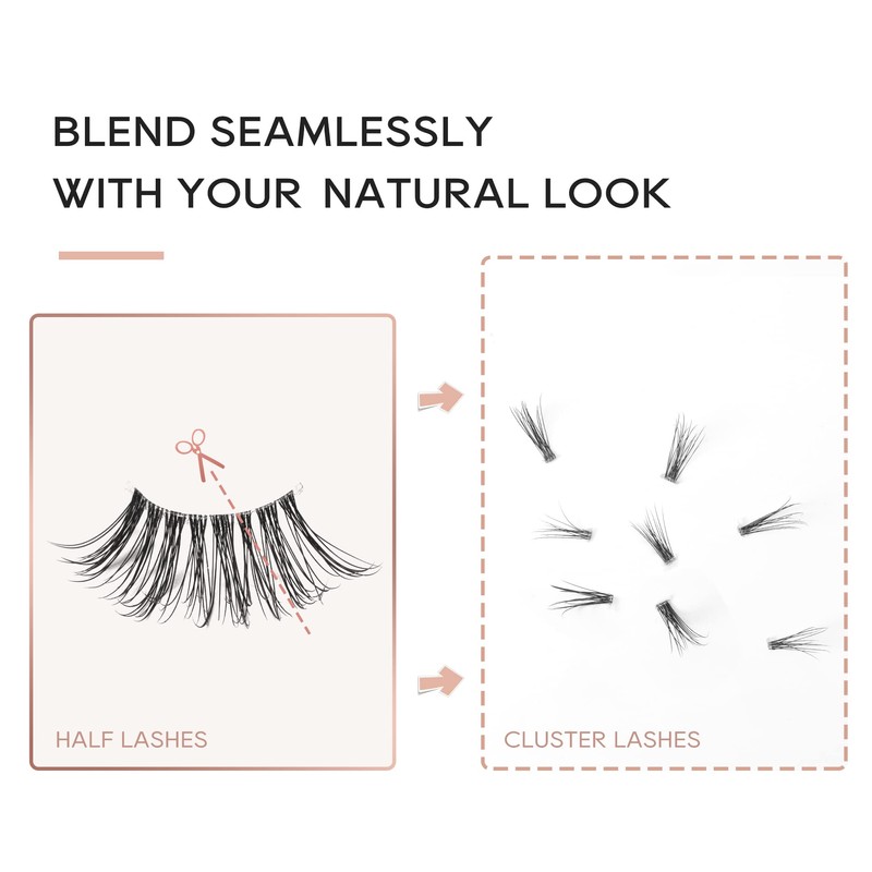 Onlyall False Eyelashes, Half Eyelashes, Natural Look, Thin Eyelashes, Transparent