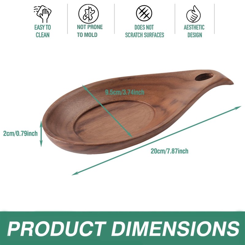 Spoon Rest Non-Slip Spoon Holder, Wooden Spoon Rest, Kitchen Accessories