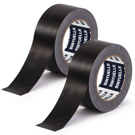 Binyuellr 2 Pack Black Duct Tape Heavy Duty, 1.88 in x 35 yd, Waterproof, Strong, Flexible, No Residue, All-Weather and Tear by Hand for Indoor Outdoor, Repairs, Industrial, Professional Use