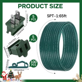 111 Pcs SPT-1 18/2 Electrical Wire 65.6FT with Vampire Plugs & Light Clips