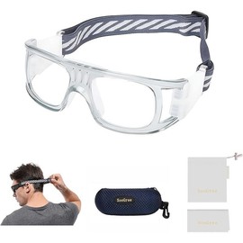 Sports Goggles Glasses Men Racquetball Basketball Football Eyewear Protective Glasses Shock Collision Lens Replaceable - Color: Grey Frame White Pad