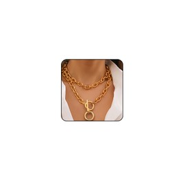Chunky Gold Necklace for Women Layered Paperclip Chain Necklace Statement Necklace for Women Punk Cuban Link Chain for Women Chunky Choker Necklaces for Womens Chunky Jewelry (Style 2)