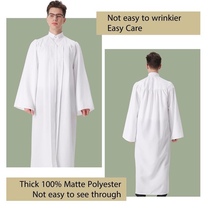 IvyRobes 6 Pcs Adults Matte Choir Robes for Church Baptism