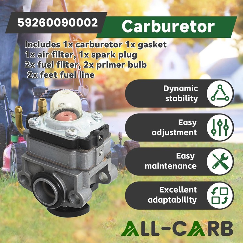 ALL-CARB 592-60090-00-2 Carburetor Replacement for Troy-Bilt TB465SS TB490SS Carburetor Replacement