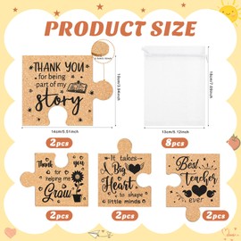 8 Pcs Teacher Gifts Coasters, Thank You Grow Me Appreciation Gifts Jigsaw Wooden Coasters Pre School Leaving Graduation Gifts Drinks Mat for Women Men Teachers Thanksgiving Christmas Ideas (Stylish)