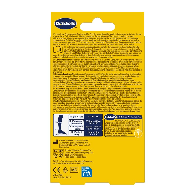 Dr. Scholl’s Flight Socks Calze a compressione graduata clinicamente testate
