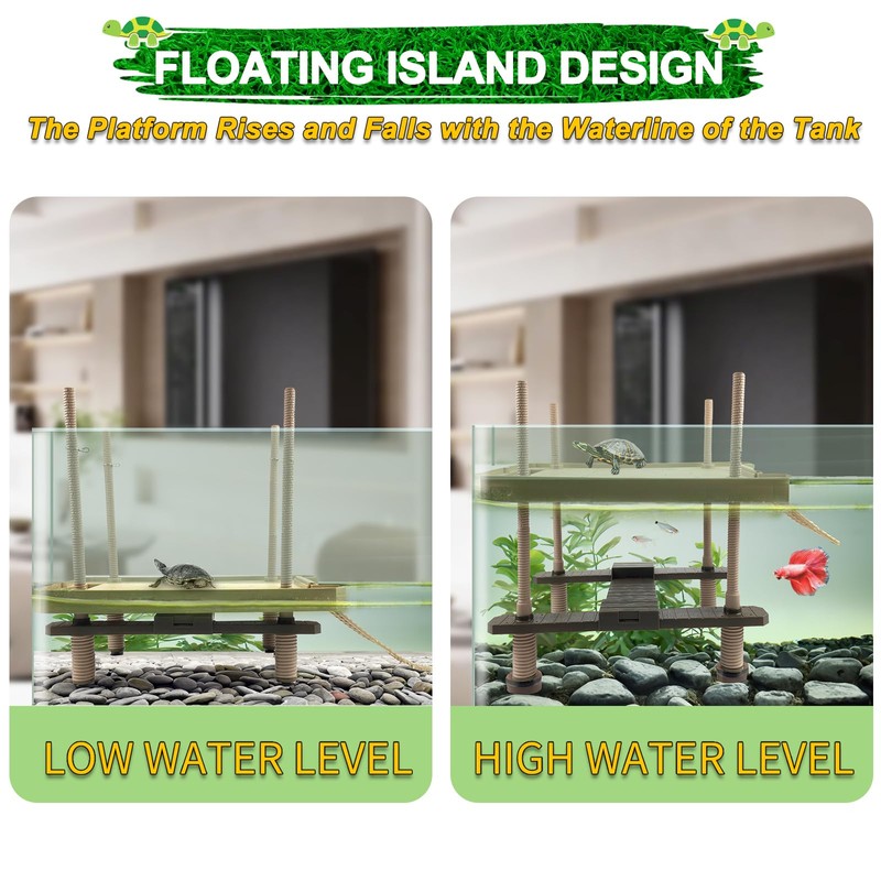 Large Turtle Floating Basking Platform with Feeding Area, Turtle Floating