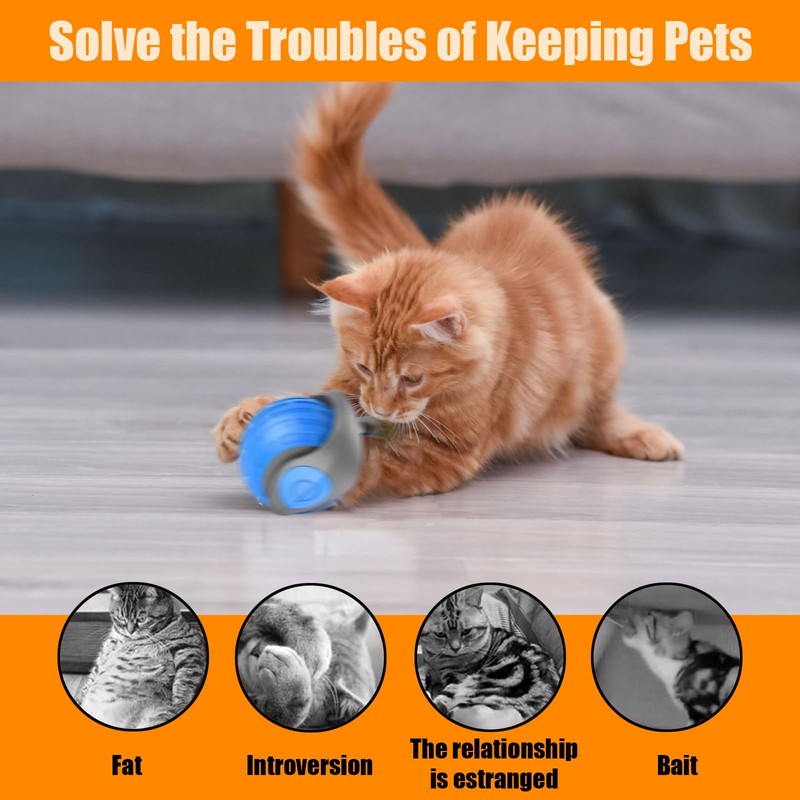 JIMACRO Interactive Pet Toy, Active Rolling with Tail, Intelligent Interactive