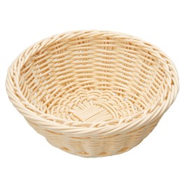 91-080A Basket, Round, 8.7 inches (22 cm), Accessory Box, Display for Breads, Dishwasher Safe, Resin, Natural, Approx. φ8.7 x 3.3 inches (22 x 8.5 cm)