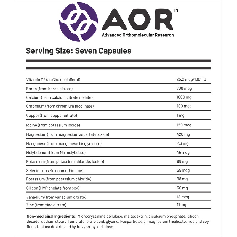 AOR - Ortho Minerals - 210 Capsules - Balanced Multi-Mineral