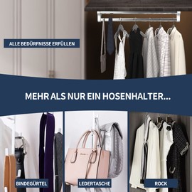 GIVROLDZ Extendable Clothes Rail, 350 mm/13.78 Inches, Multifunctional Trouser Holder for Wardrobe, Cupboard, Pull Out Clothes Rail, Push-Pull Wardrobe Clothing Rail