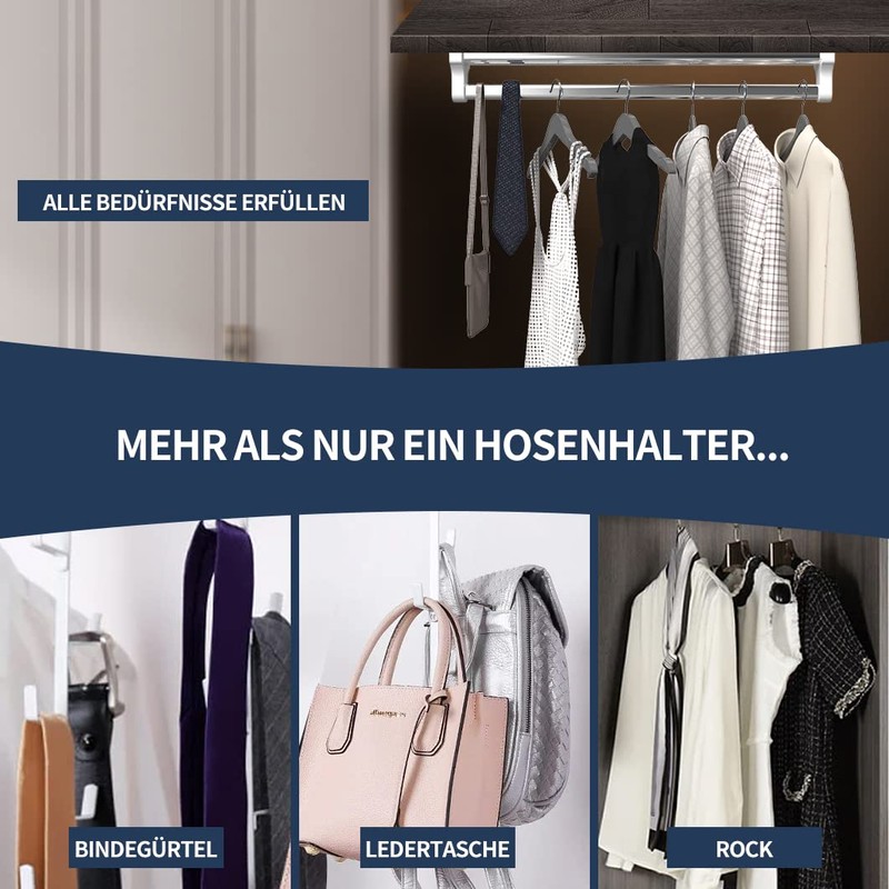 GIVROLDZ Extendable Clothes Rail, 350 mm/13.78 Inches, Multifunctional Trouser Holder