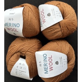 Katech Lot Of 4 50g Skeins Of Soft 100% Merino Wool Yarn - Color: Caramel