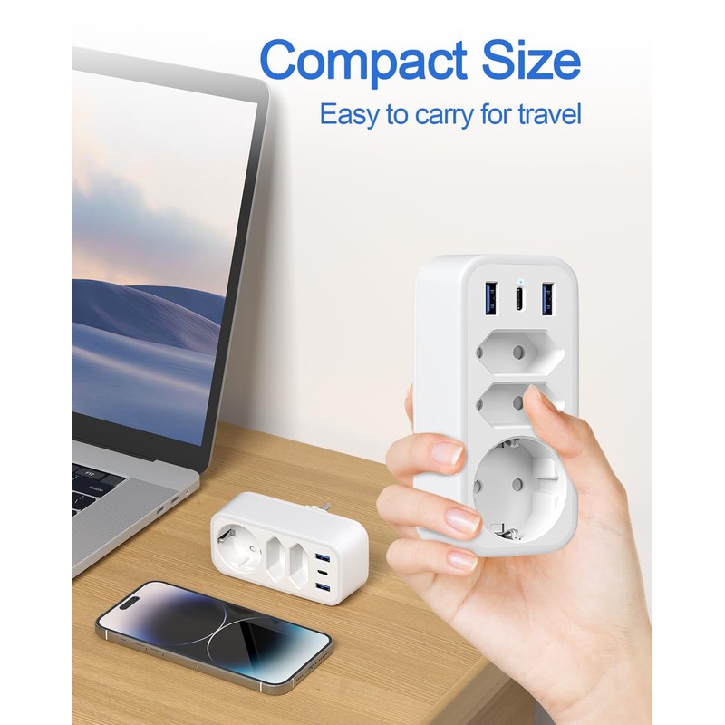6 in 1 Multiple Socket Adapter, STGAROT Triple Multiple Plug