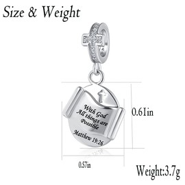 DWJSu Silver Dangle Heart Charm Fit Charms Bracelet Christian Bible Verse Charm Prayer Faith Religious Jewelry Gifts for Women