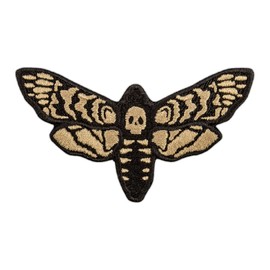 EMBROVERSE Death Head Hawk Moth Patch - Embroidered Skull Goth Witchcraft - Iron On Patches - Size: 3.9 x 2.2 inches