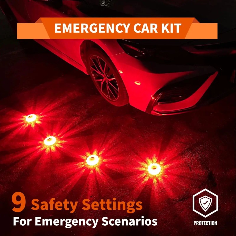 LED Road Flares 3-Pack Emergency Car Kit USB Rechargeable Lithium