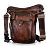 Le'aokuu Mens Genuine Leather Motorcycle Waist Pack Messenger Shoulder Drop