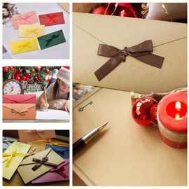 MisFun Pack of 11 Colourful Envelopes, Coloured Kraft Paper Envelopes with Ribbons, Retro Kraft Paper Coloured Envelopes, for Invitation Cards for Wedding, Birthday