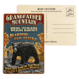 Grandfather Mountain, Tennessee, Black Bear Vintage Sign (4x6 Birch Wood Postcards, 2-Pack Stationary, Rustic Home Wall Decor)