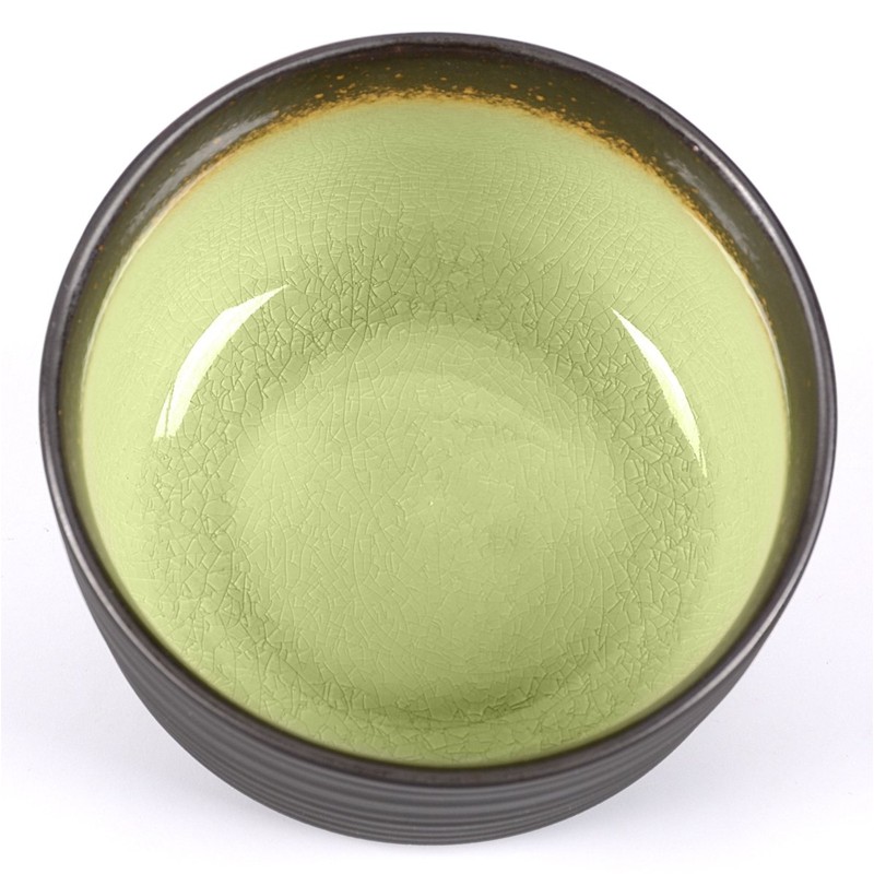 Matcha Bowl/Matcha Tea Bowl 500 ml Anthracite / Green, Crackle
