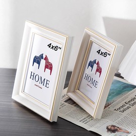 FALAZAR Marcos para fotos 2 Piezas, Portaretratos de 4x6 pulgadas,Marcos Decorativo para Cuadros de Pared y Mesa,Blanco