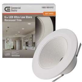 Commercial Electric 6 in. White Ultra Low Glare Integrated LED Mini Step Recessed Downlight Trim