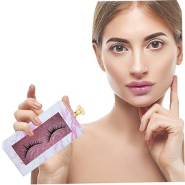 Gatuida Faux Eyelash Storage Box with Clear Window Handle Portable Fake Lashes Drawer Organizer for Travel Easy Access Eyelash Case with Handle for Women