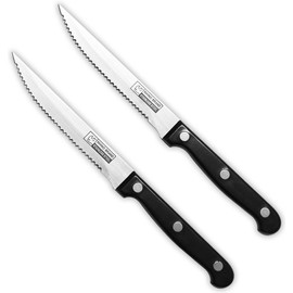 2 Piece Set Of Super Sharp Stainless Steel Steak Knives - 8.5" Long With 4.5" Blades