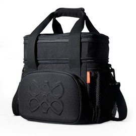 Pofolia Dual Compartment Lunch Bag, 12L Insulated Leakproof Lunch Box, 13 Cans Capacity (Black)