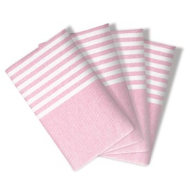 Softopia Cotton Cloth Napkins 18x18 Inches - Striped Design, 100% Cotton, Reusable & Durable Fabric Napkins for Dining, Everyday Meals, Events, Parties - Machine Washable, Set of 4, Baby Pink