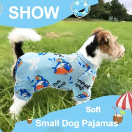 viunimo Puppy Clothes Dog Pjs Dog Pajamas for Small Medium Dogs Summer Cute Dog Clothes Boy Girl Soft Stretchy Doggie Cat Pet Jammies Outfit (Large), Blue