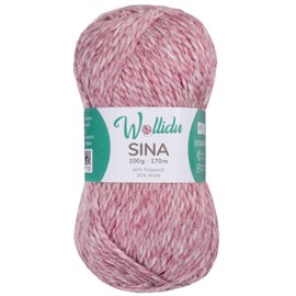 Wollidu Sina Wolle zum Stricken und Häkeln 100g Premium Strickwolle/Häkelwolle Set OEKO-TEX zertifiziert 1 x 100g/170m 80% Polyacryl 20% Schafwolle mulesing-frei - Altrosa Melange