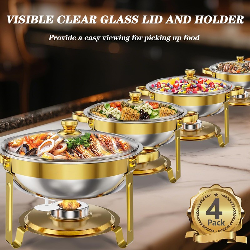 Allucky Chafing Dish Buffet Set: 5QT Round Stainless Steel Chafer