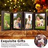 Photo Frame Hold 4 Photos, 4x6 Hinged Folding Wood Picture