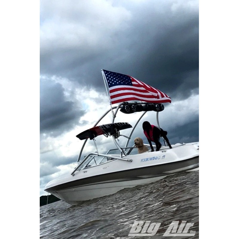 Big Air Inc. BLACK Universal Wakeboard Tower Mounted Flag Holder