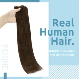 Fshine Double Weft Clip in Hair Extensions Real Human Hair Medium Brown Real Human Hair Clip in Hair Extensions for Women Silky Straight 100% Remy Human Hair Clip in 14 Inch 120g 7pcs