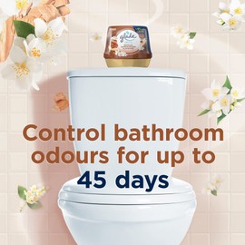 Glade Fragranced Bathroom Gel, Bathroom Air Freshener & Discreet Odour Eliminator, Sensual Sandalwood and Jasmine, 180g
