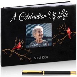 Yingzhao Memorial Funeral Guest Book with Pen 144 Pages Cardinal Funeral Guest Sign in Book for Memorial Service Celebration of Life Party Supplies in Loving Memory(Classic Cardinal)