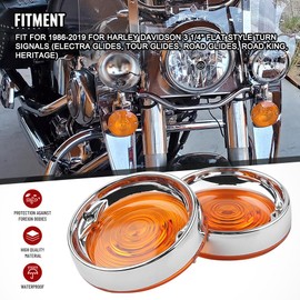 Newsmarts Motorcycle 3-1/4" Turn Signal Light Lens Cover Bezel for Harley Davidson Electra Tour Glides for Road King Heritage