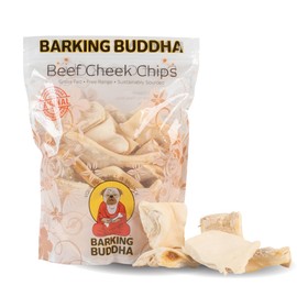 Barking Buddha Beef Cheek Chips | Extra Thick 2"-4" All Natural Rawhide Alternative No Hide Premium Dog Chew Strips | Natural Beef | 1LB Bag
