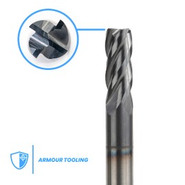 ARMOUR TOOLING – 4mm Tungsten Carbide End mill - 4 Flute Sharp Corner Cutter – CNC Milling Tool – Twin pack - for Alloy Steels- High Performance Milling Cutter - Roughing And Finishing