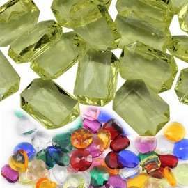 25x18mm Yellow CH23 Octagon Acrylic Pirate Treasure Gems Plastic Jewels For Party & Games, Table Scatter, Vase Fillers, Wedding Decor Gemstones Favors - 40 Pieces