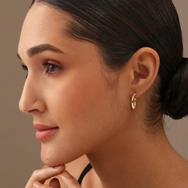 Charmsy 925 Sterling Silver Hoop Earrings Italian 14K Gold-Plated 2.5mm Round Tube Small Hoops Earring Classic Click-Top for Women 20mm