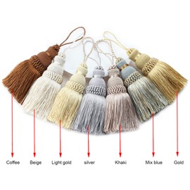 Fenghuangwu Colorful Tassel Key Tassel DIY Accessories for Curtain and Home Decoration-beige-4PCS…